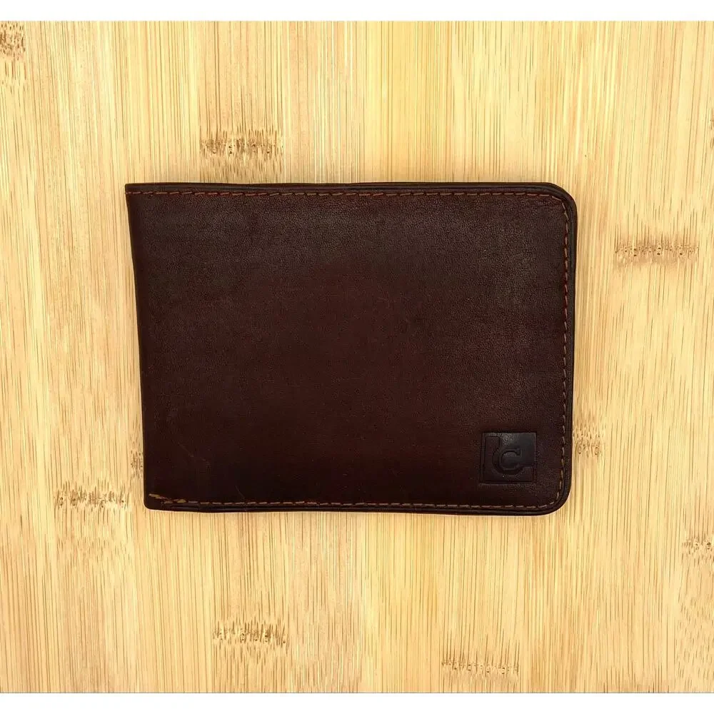Vintage Liz Claiborne Mens Leather Wallet Dark Brown Bi Fold Like New